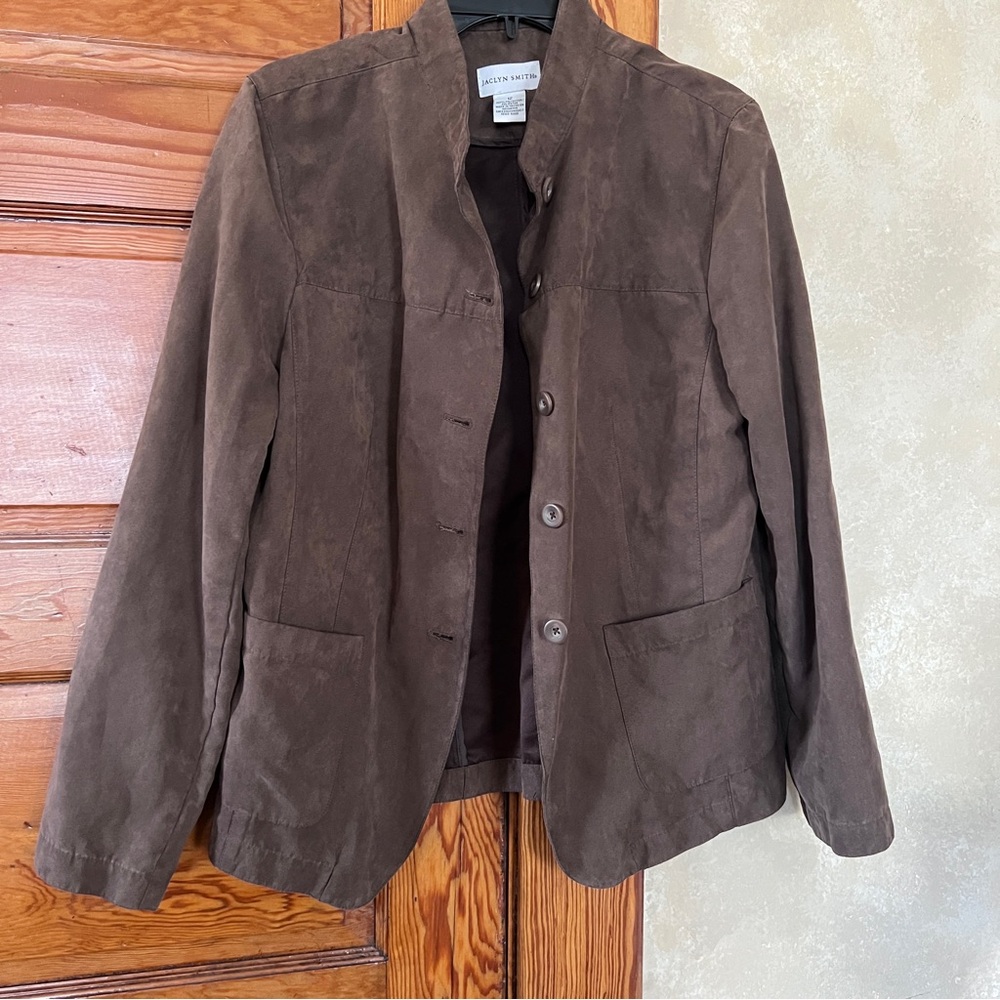 Women’s Jaclyn Smith Brown Faux Suede Button Up Lightweight Jacket Size 12
